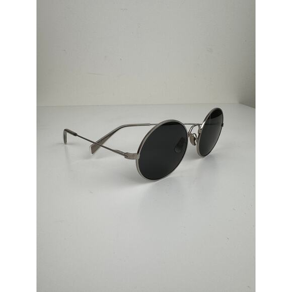 CELINE Unisex Silver Metal Full Frame Dark Gray Lens Polarized Round Sunglasses - Picture 3 of 13